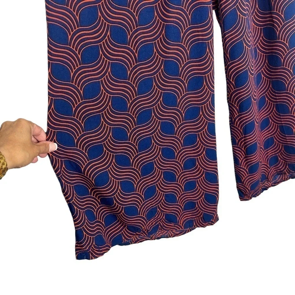ESCAPADA Living navy & Red Geometric Wide Leg Palazzo Pants Size Small